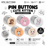 Pin Button Kucing Lucu Cute Kitten – 5 Desain & 5 Pilihan Ukuran Pin Button Kucing Lucu Cute Kitten – 5 Desain & 5 Pilihan Ukuran